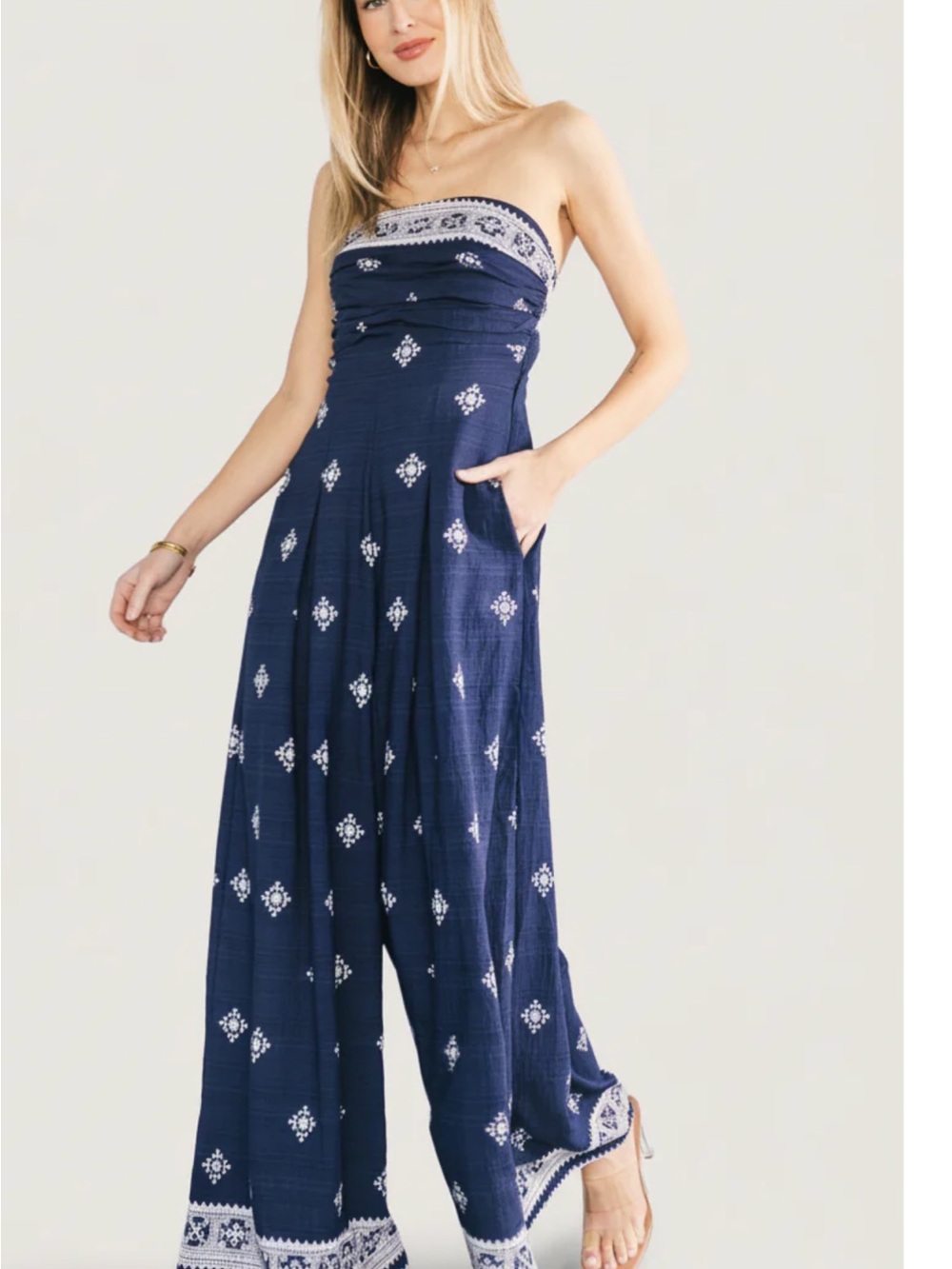 Baltic Born Navy Strapless Jumpsuit Large